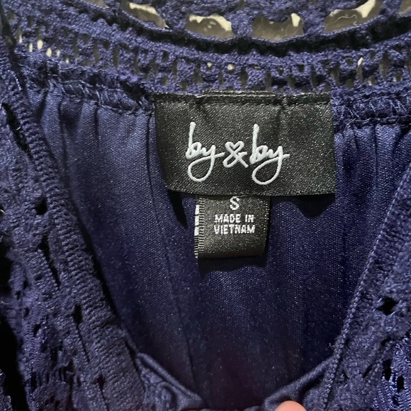 New Boho Navy Blue Floral Lace Cold Shoulder Dress Spring Summer Cute Vacation - Picture 9 of 12